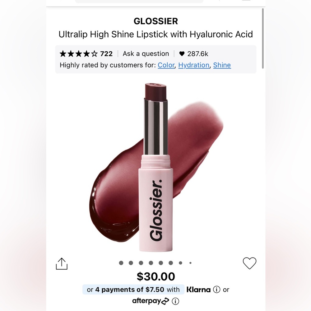 Brand new glossier high shine lipstick - ember